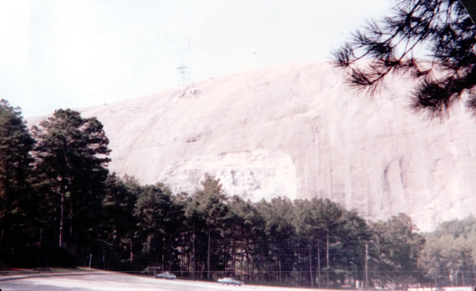 Confederate memorial carving and cable car on Stone Mountain