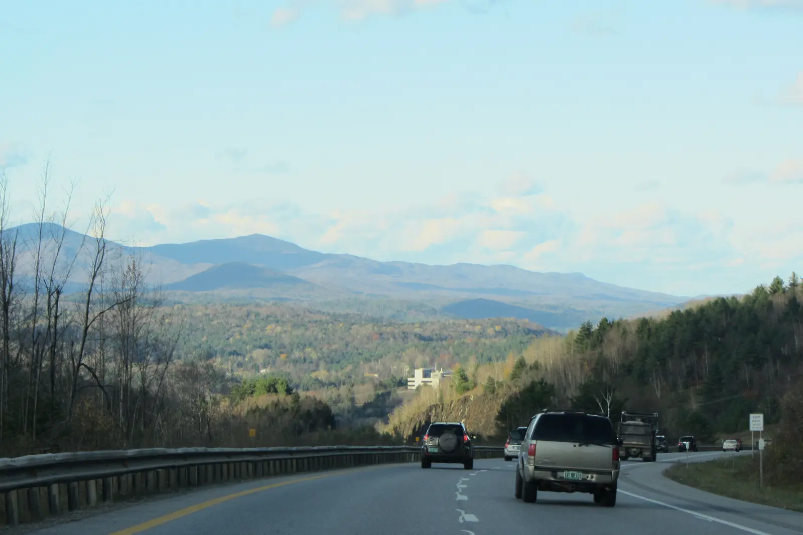 Driving through the Green Mountains.