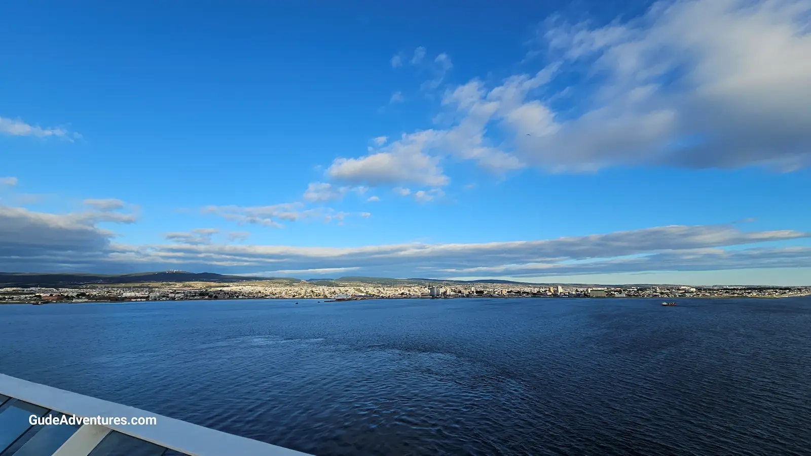 The city of Punta Arenas from the Straits of Magellan