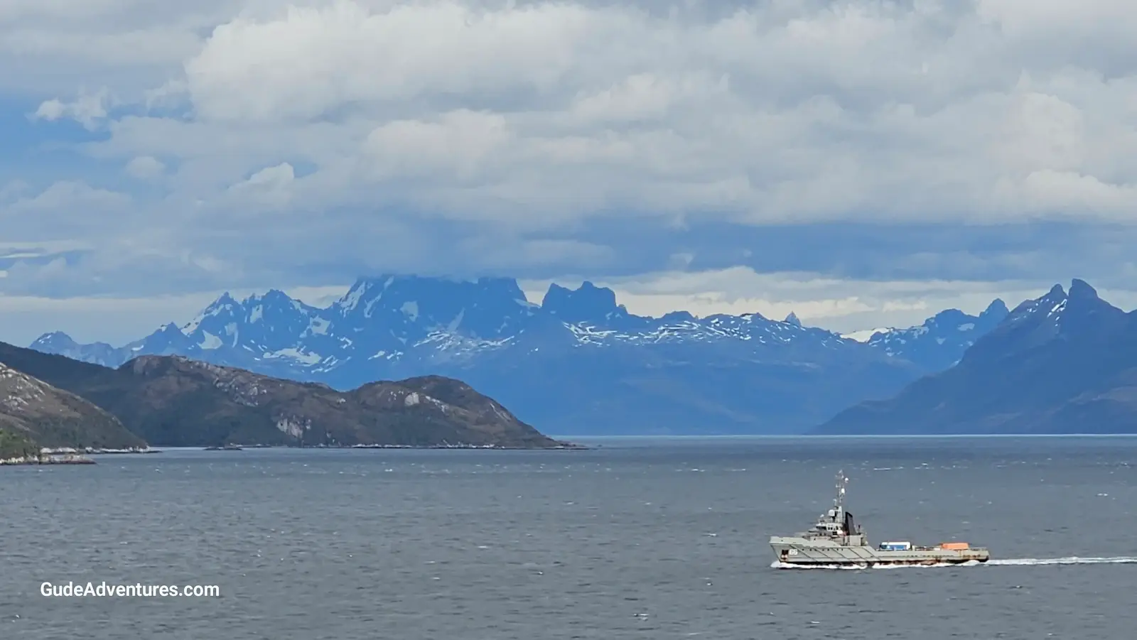 A ship in the Straits of Magellan