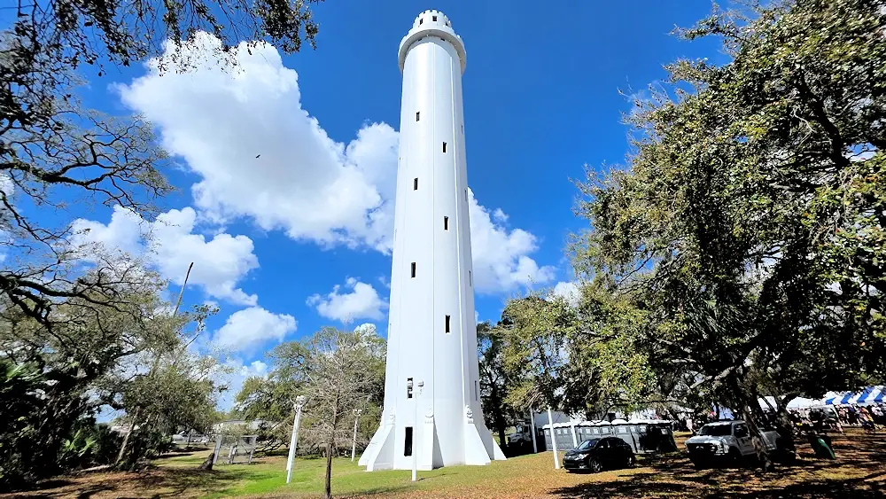 Lighthouse shaped water tower along the Hillsborough River in Tampa