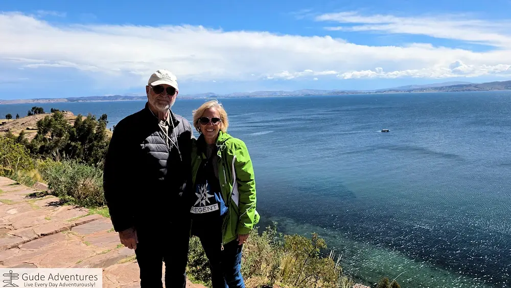 View of Lake Titicaca from the top of Taquile Island