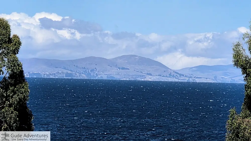 View towards the mountains of Bolivia from Taquile Island