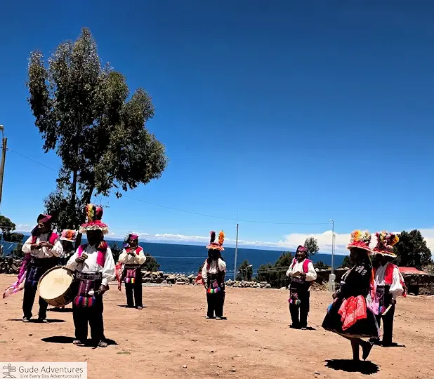 Traditional dance by some of the residents of Taquile Island