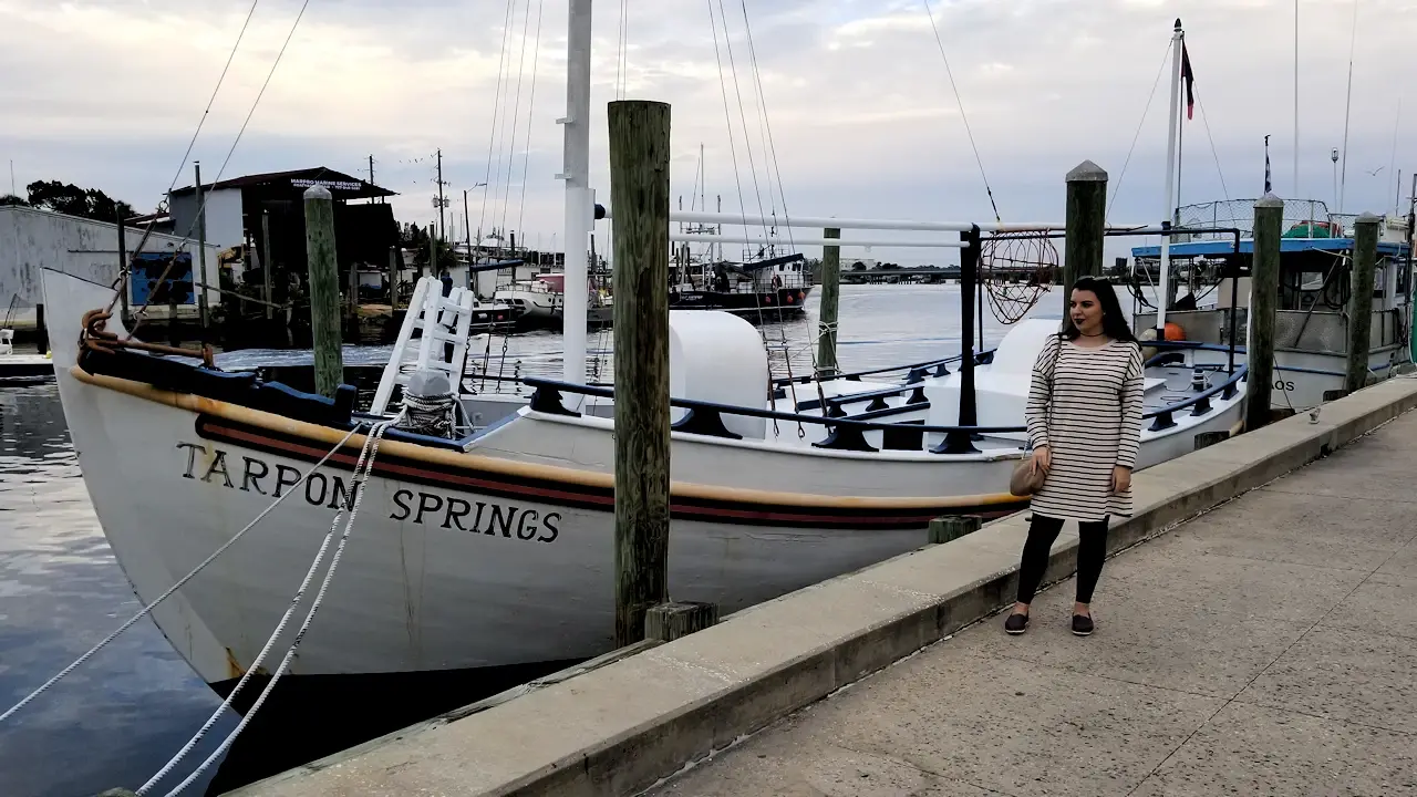Traditional sponge boat at the docks  on the Anclote River in Tarpon Springs