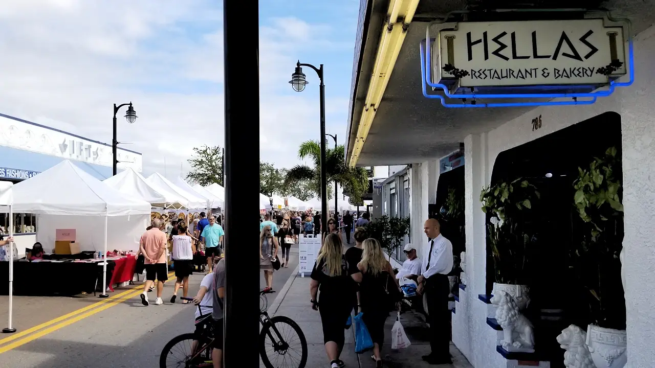 Greek restaurant and bakery in Tarpon Springs during the Sponge Festival