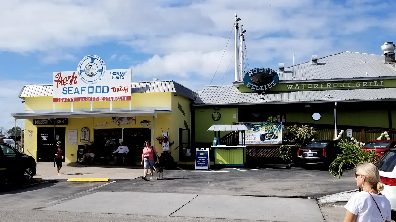 Local seafood market and restaurant at the docks on the Anclote river