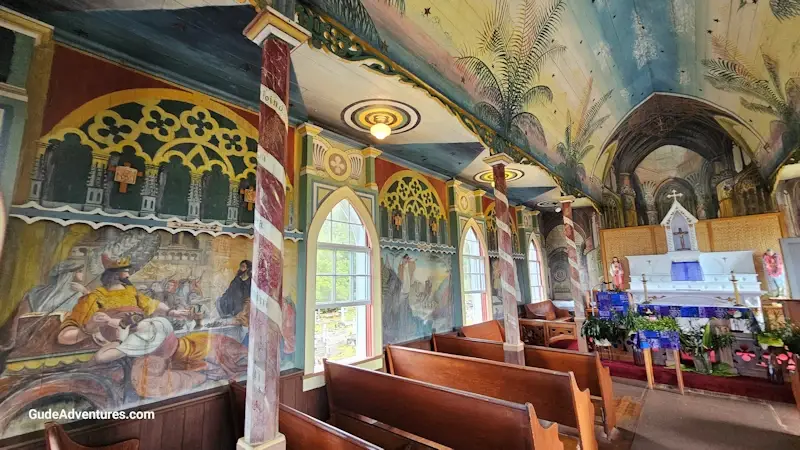 View of the left wall of the  St. Benedict’s Painted Church 