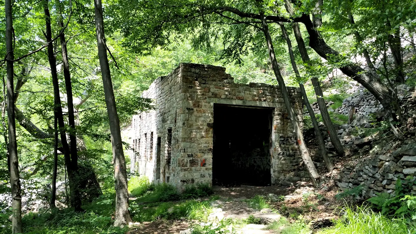 The Dinkey Shed near the top of the mountain for servicing the train.