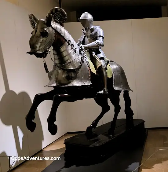 Suit of armor for a man and his horse inside the Alcázar of Toledo