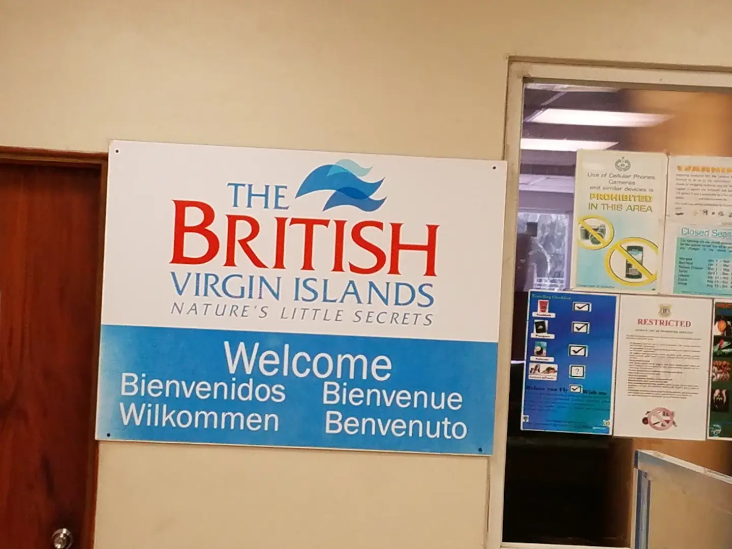 Welcome sign at Tortola, British Virgin Islands