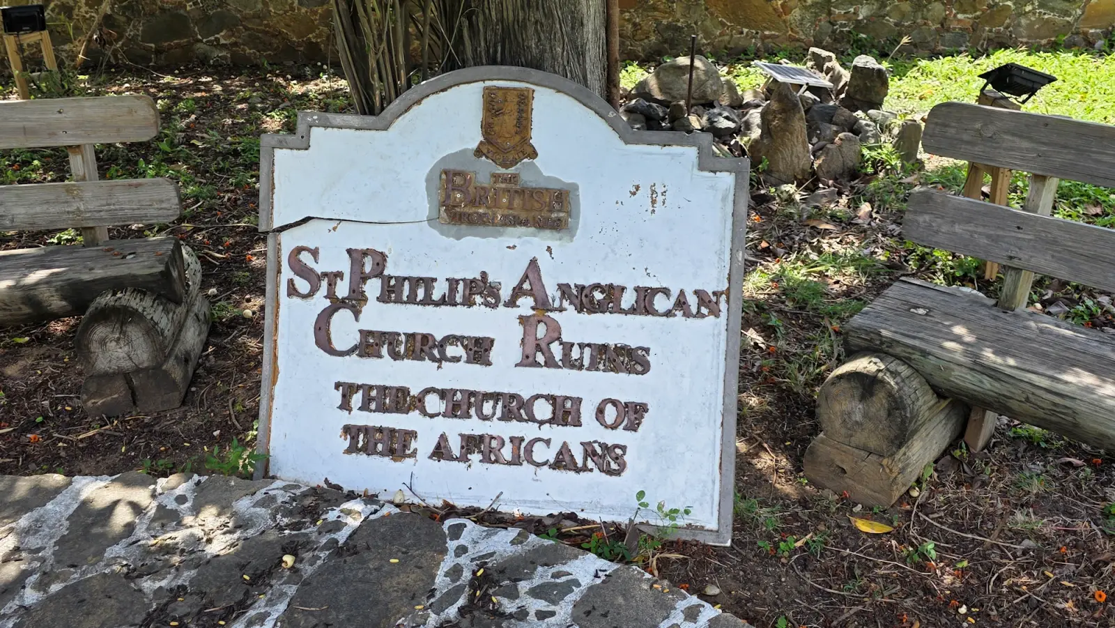 St Philip's Anglican Church ruins sign