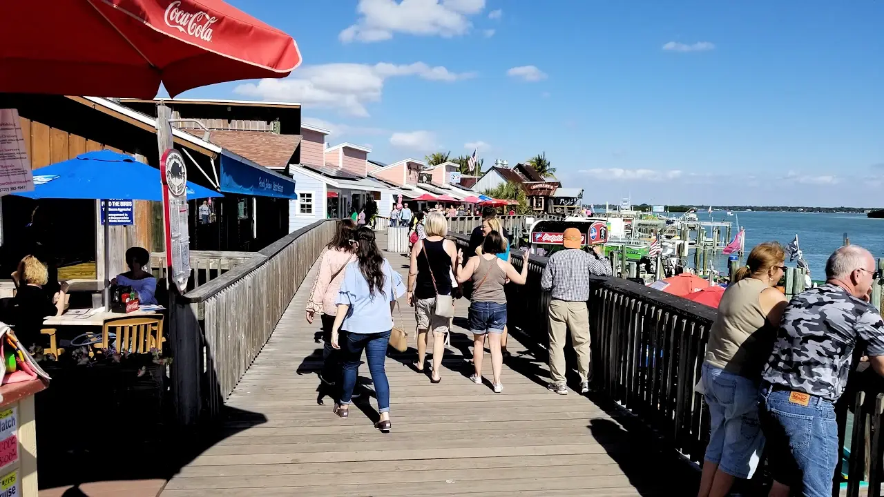 Restaurants and boat rentals at the boardwalk at John’s Pass Village