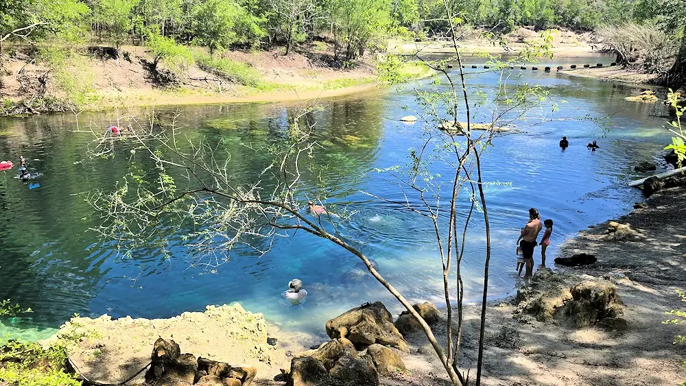 People swimming in the spring.