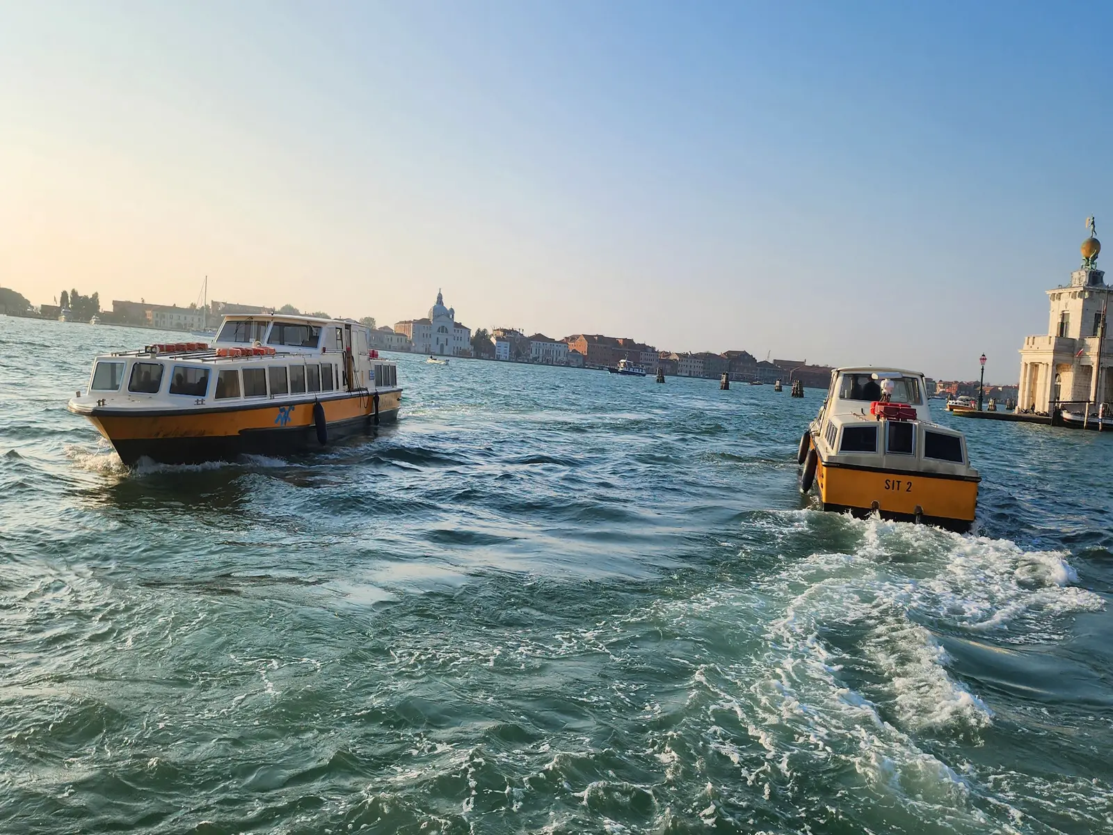 Water buses on the Grand Canal Venice
