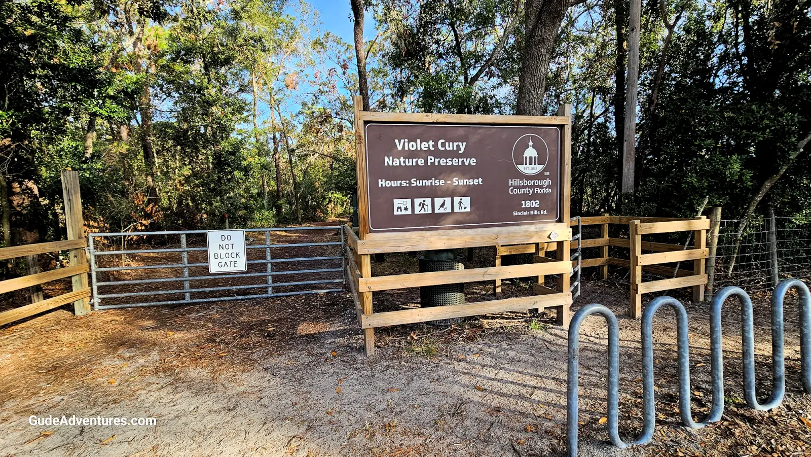 Entrance to Violet Cury Preserve