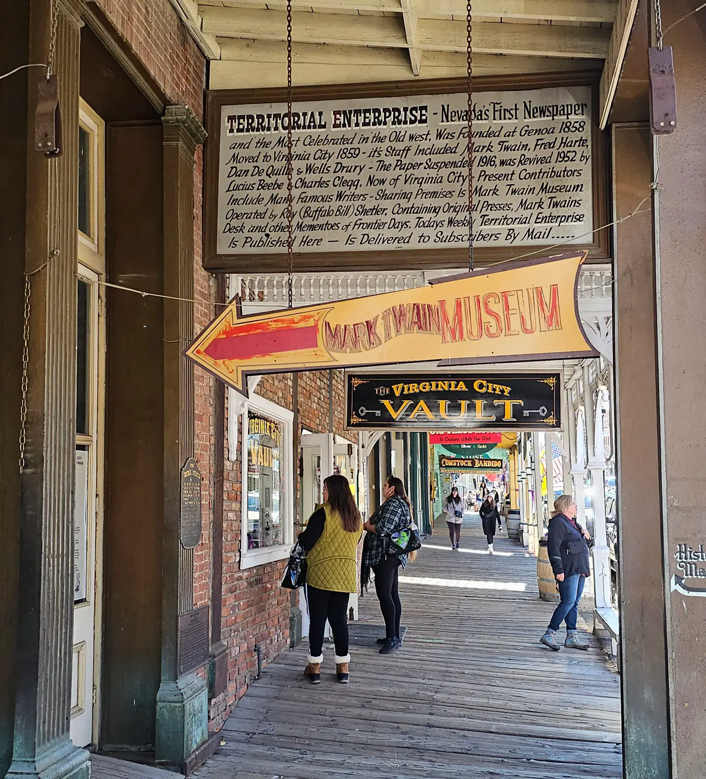 Terriitorial Enterprise newspaper where Mark Twain worked while in Virginia City