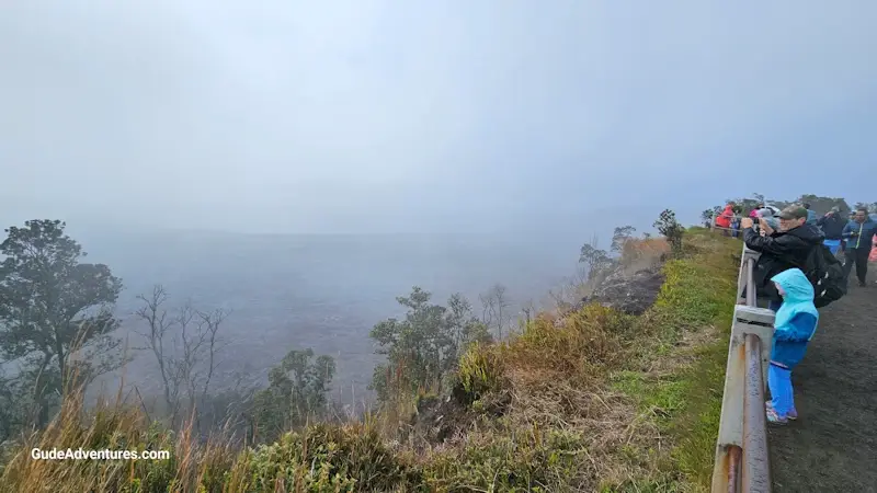View of the  Kilauea volcano crater from the steam vents area