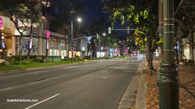 Kalakaua Avenue is the main street through Waikiki.