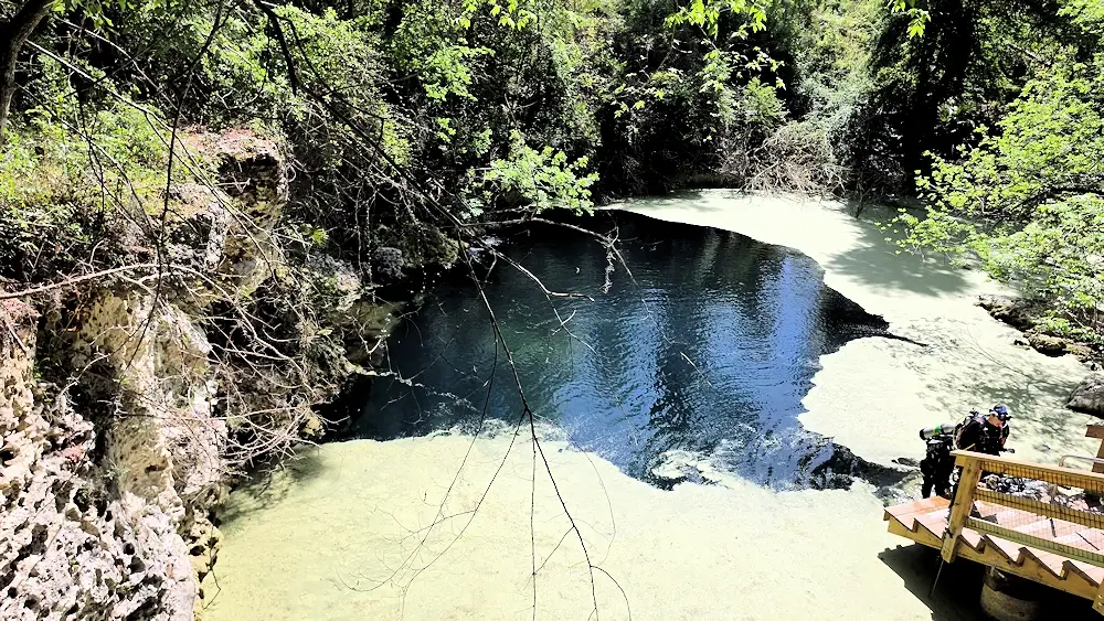 Diver exiting the spring.