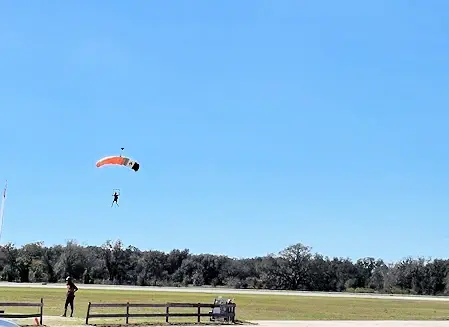 Skydiver landing at Skydive City at the Zephyrhills Airport