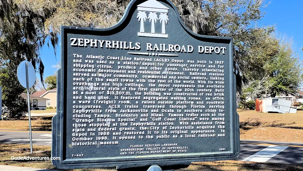 Zephyrhills Railroad Depot sign